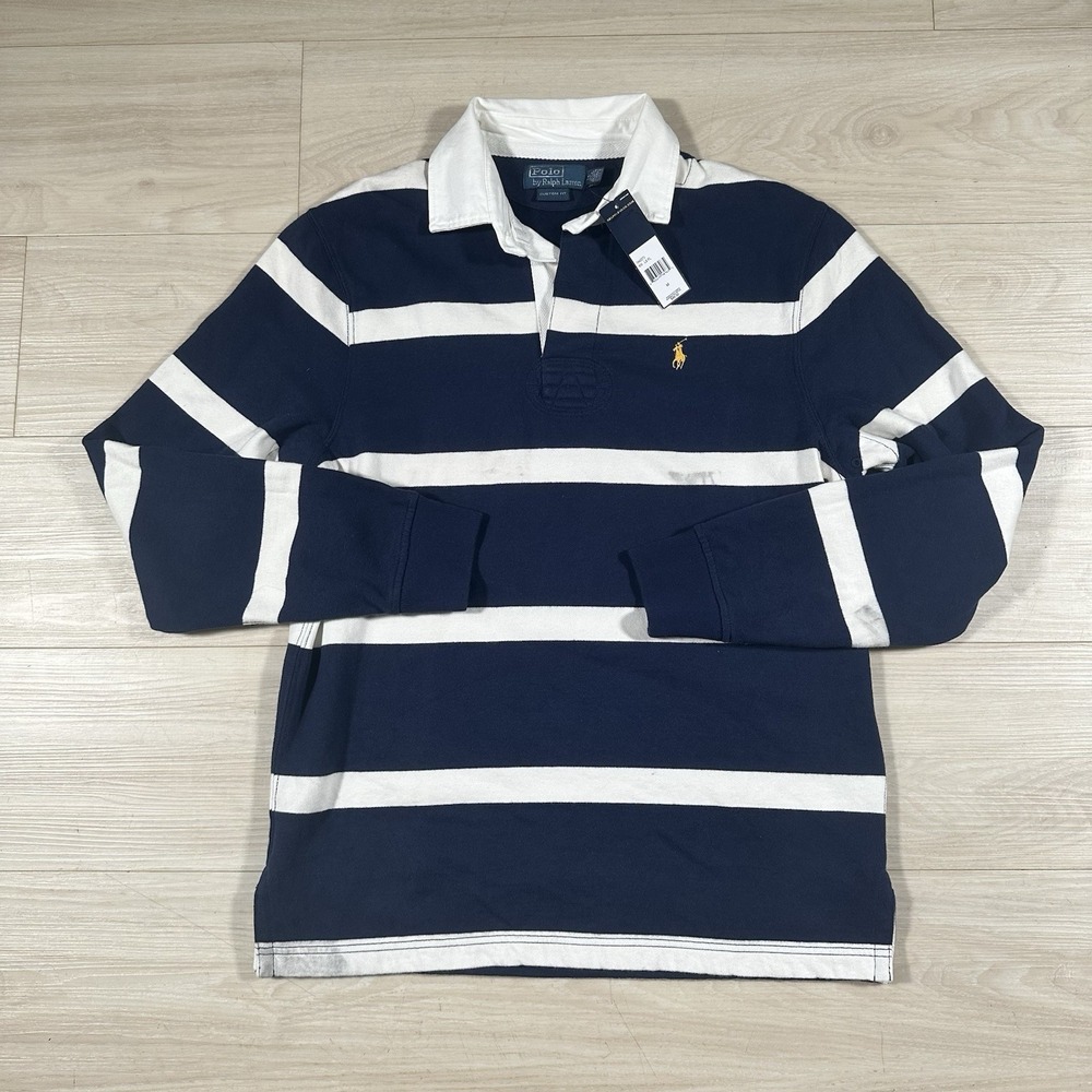 NWT Polo Ralph Lauren Custom Fit Striped Rugby Shirt Long Sleeve Mens Medium